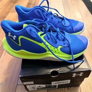 Under Armour Blue and Yellow Athletic Shoes GS JET’23 sneakers youth size 7